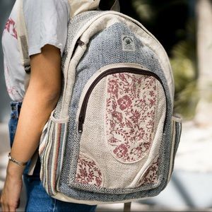 Full Size Hemp Boho Backpack - Handmade